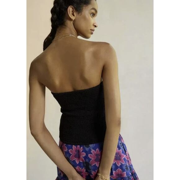 NEW ANTHROPOLOGIE BUSTIER BLACK WOMEN'S TUBE TOP - LARGE - Picture 2 of 6